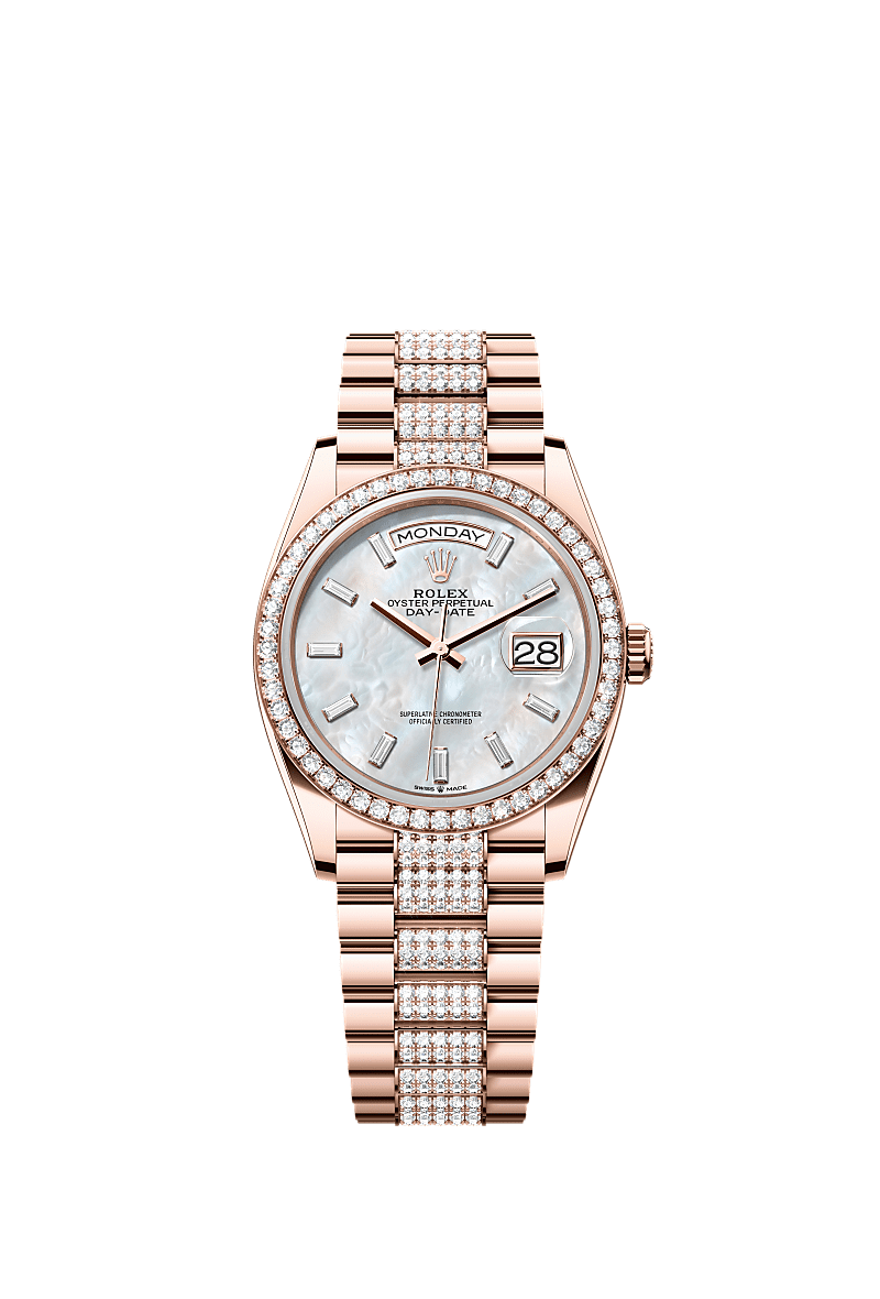 Rolex Rose Gold Day-Date - 36mm - White mother-of-pearl Diamond Dial - President