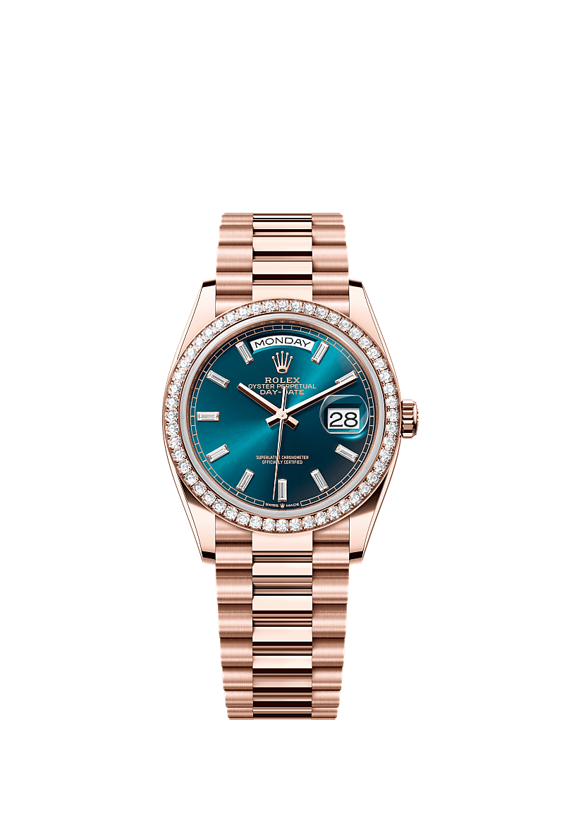 Rolex Rose Gold Day-Date - 36mm - Blue-green Diamond Dial - President