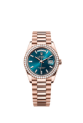 Rolex Rose Gold Day-Date - 36mm - Blue-green Diamond Dial - President