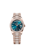 Rolex Rose Gold Day-Date - 36mm - Blue-green Diamond Dial - President