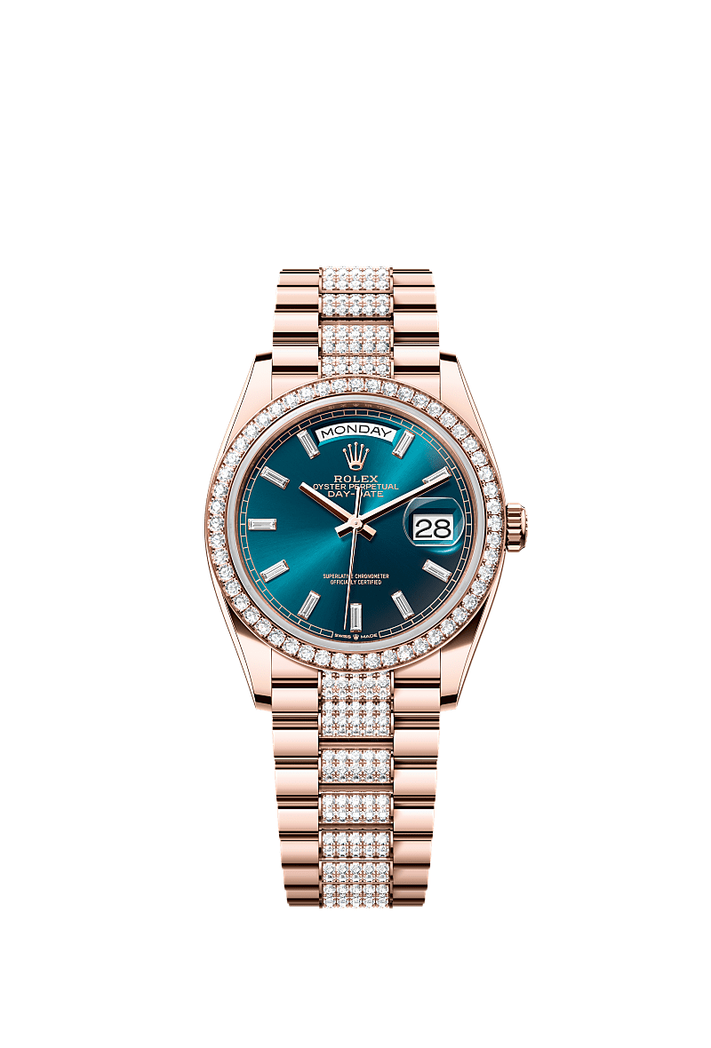 Rolex Rose Gold Day-Date - 36mm - Blue-green Diamond Dial - President