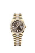 Rolex Yellow Gold Day-Date - 36mm - Dark grey Diamond Dial - President