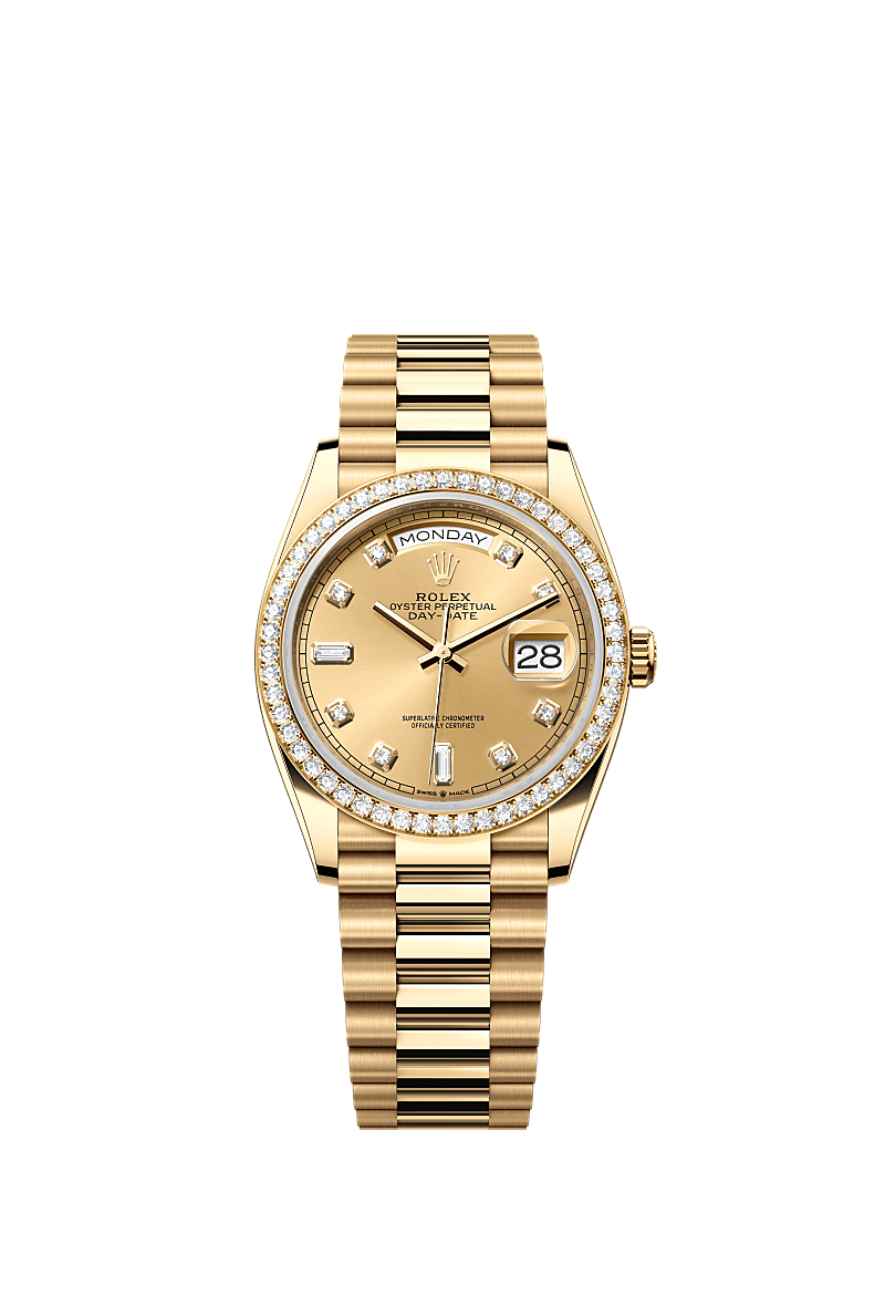 Rolex Yellow Gold Day-Date - 36mm - Champagne-colour Diamond Dial - President