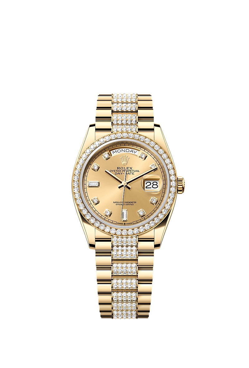 Rolex Yellow Gold Day-Date - 36mm - Champagne-colour Diamond Dial - President