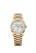 Rolex Yellow Gold Day-Date - 36mm - White mother-of-pearl Diamond Dial - President