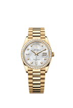 Rolex Yellow Gold Day-Date - 36mm - White mother-of-pearl Diamond Dial - President