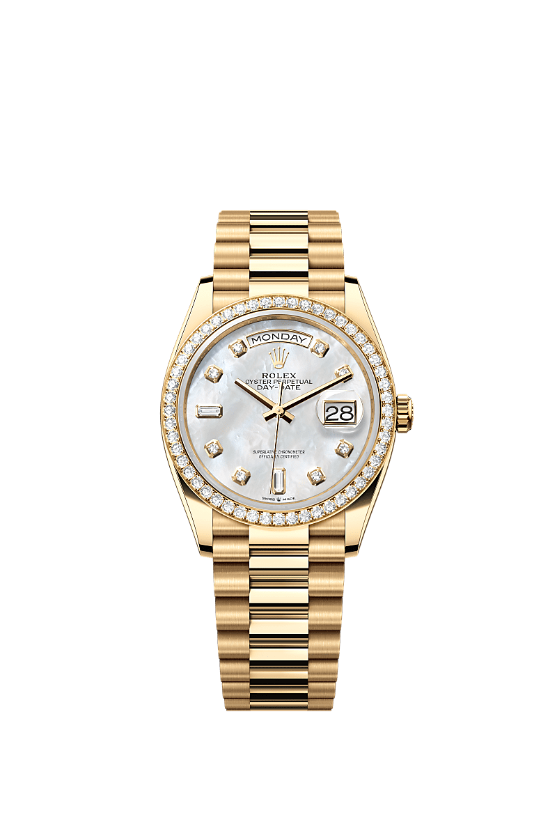 Rolex Yellow Gold Day-Date - 36mm - White mother-of-pearl Diamond Dial - President