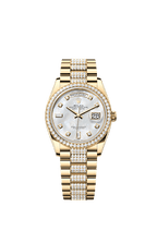 Rolex Yellow Gold Day-Date - 36mm - White mother-of-pearl Diamond Dial - President