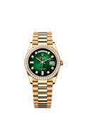 Rolex Yellow Gold Day-Date - 36mm - Green ombré Diamond Dial - President