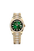 Rolex Yellow Gold Day-Date - 36mm - Green ombré Diamond Dial - President