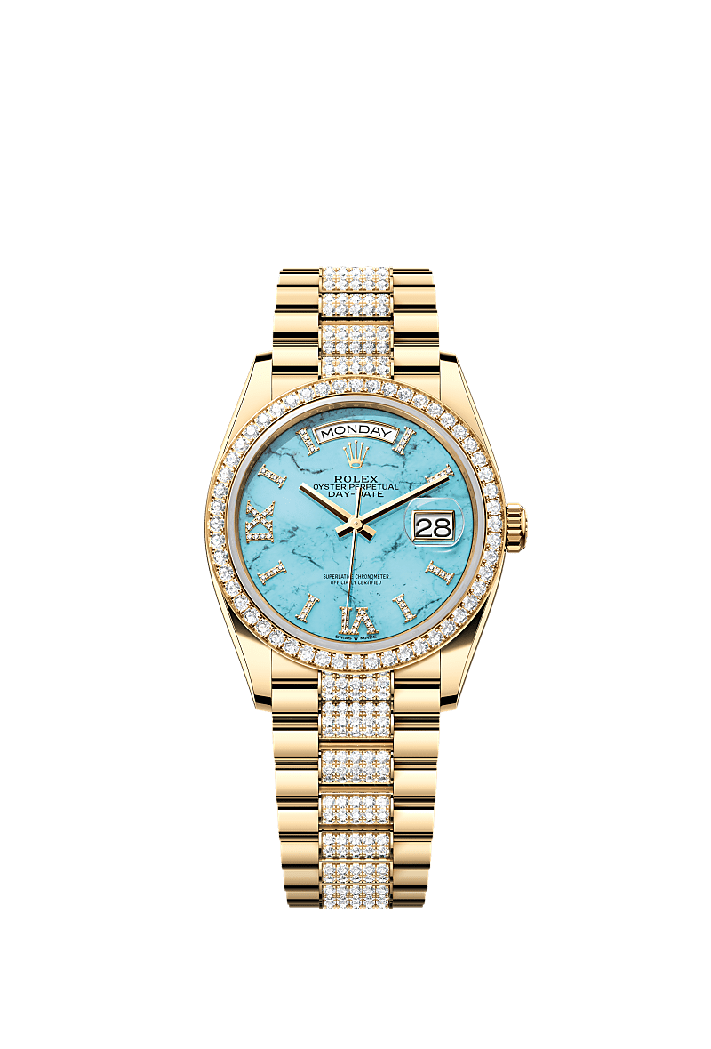 Rolex Yellow Gold Day-Date - 36mm - Turquoise Diamond Dial - President
