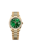 Rolex Yellow Gold Day-Date - 36mm - Bright green Diamond Dial - President
