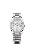 Rolex White Gold Day-Date - 36mm - White mother-of-pearl Diamond Dial - President