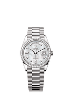 Rolex White Gold Day-Date - 36mm - White mother-of-pearl Diamond Dial - President