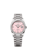 Rolex White Gold Day-Date - 36mm - Pink opal Diamond Dial - President