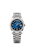 Rolex White Gold Day-Date - 36mm - Blue ombré Diamond Dial - President