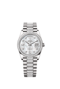 Rolex White Gold Day-Date - 36mm - White mother-of-pearl Diamond Dial - President