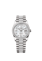 Rolex White Gold Day-Date - 36mm - White mother-of-pearl Diamond Dial - President