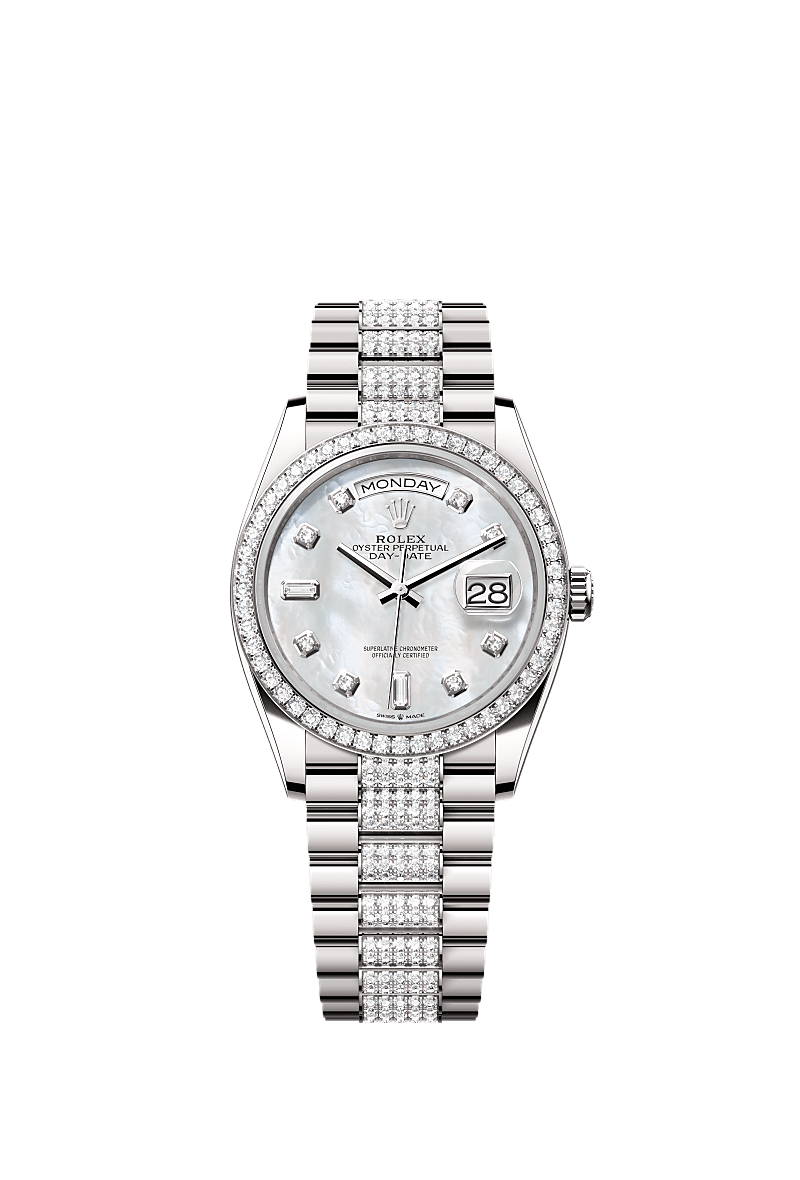 Rolex White Gold Day-Date - 36mm - White mother-of-pearl Diamond Dial - President