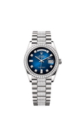 Rolex White Gold Day-Date - 36mm - Blue ombré Diamond Dial - President