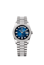 Rolex White Gold Day-Date - 36mm - Blue ombré Diamond Dial - President