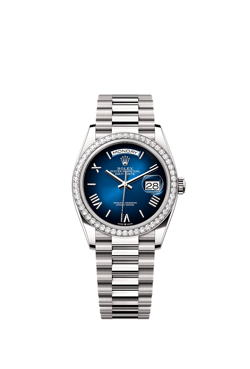 Rolex White Gold Day-Date - 36mm - Blue ombré - President