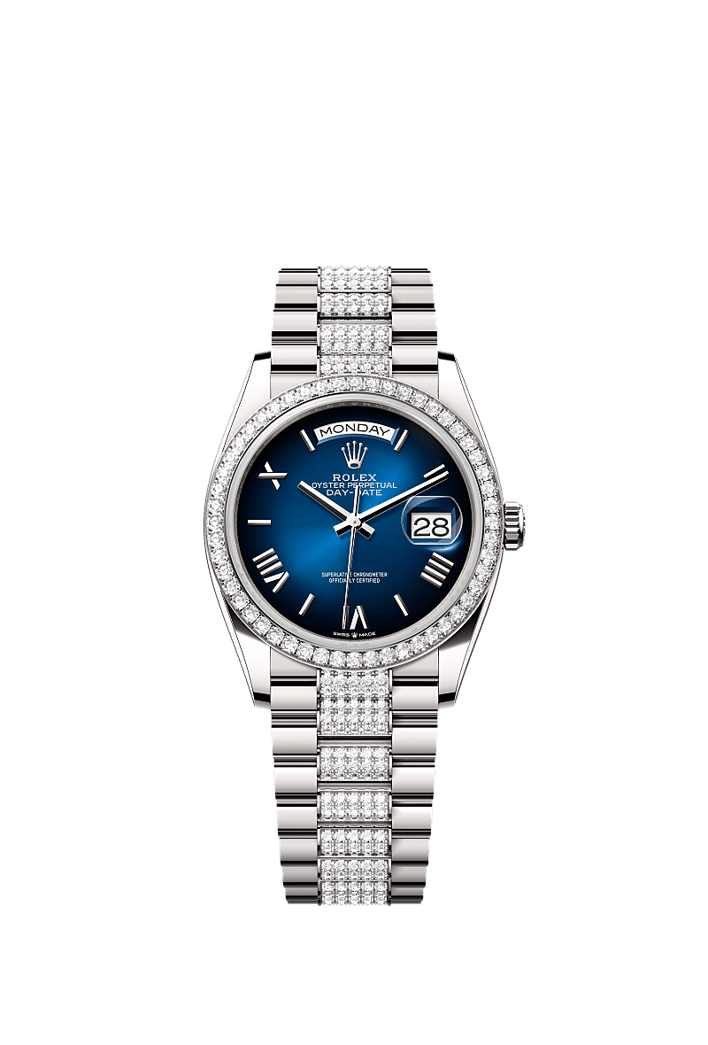 Rolex White Gold Day-Date - 36mm - Blue ombré - President