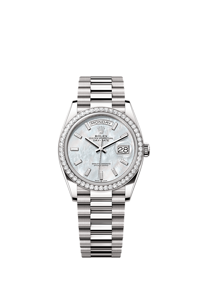 Rolex White Gold Day-Date - 36mm - White mother-of-pearl Diamond Dial - President