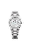 Rolex White Gold Day-Date - 36mm - White mother-of-pearl Diamond Dial - President