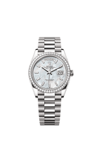 Rolex White Gold Day-Date - 36mm - White mother-of-pearl Diamond Dial - President