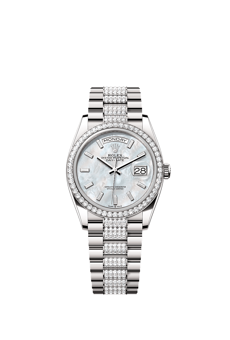 Rolex White Gold Day-Date - 36mm - White mother-of-pearl Diamond Dial - President