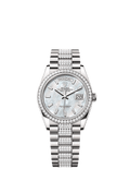 Rolex White Gold Day-Date - 36mm - White mother-of-pearl Diamond Dial - President