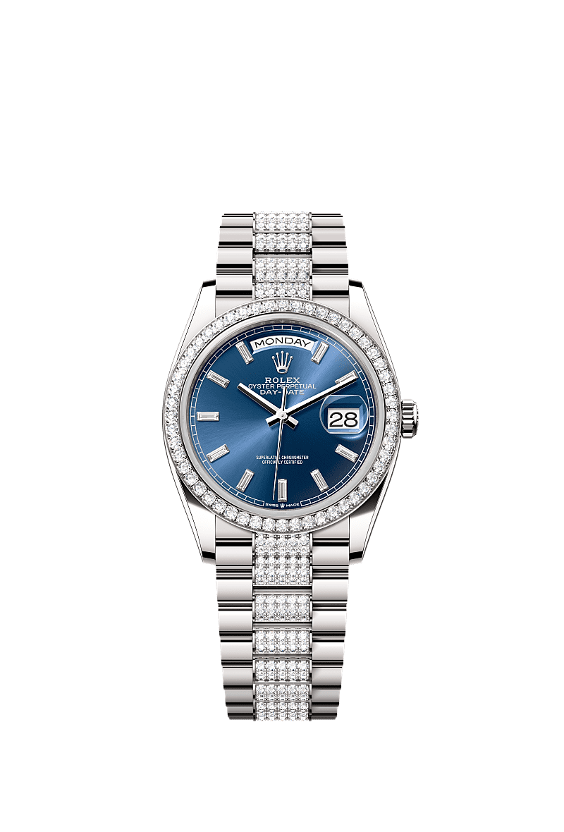 Rolex White Gold Day-Date - 36mm - Bright blue Diamond Dial - President