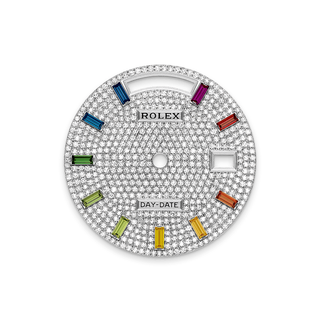Day-Date diamond-paved rainbow sapphire dial