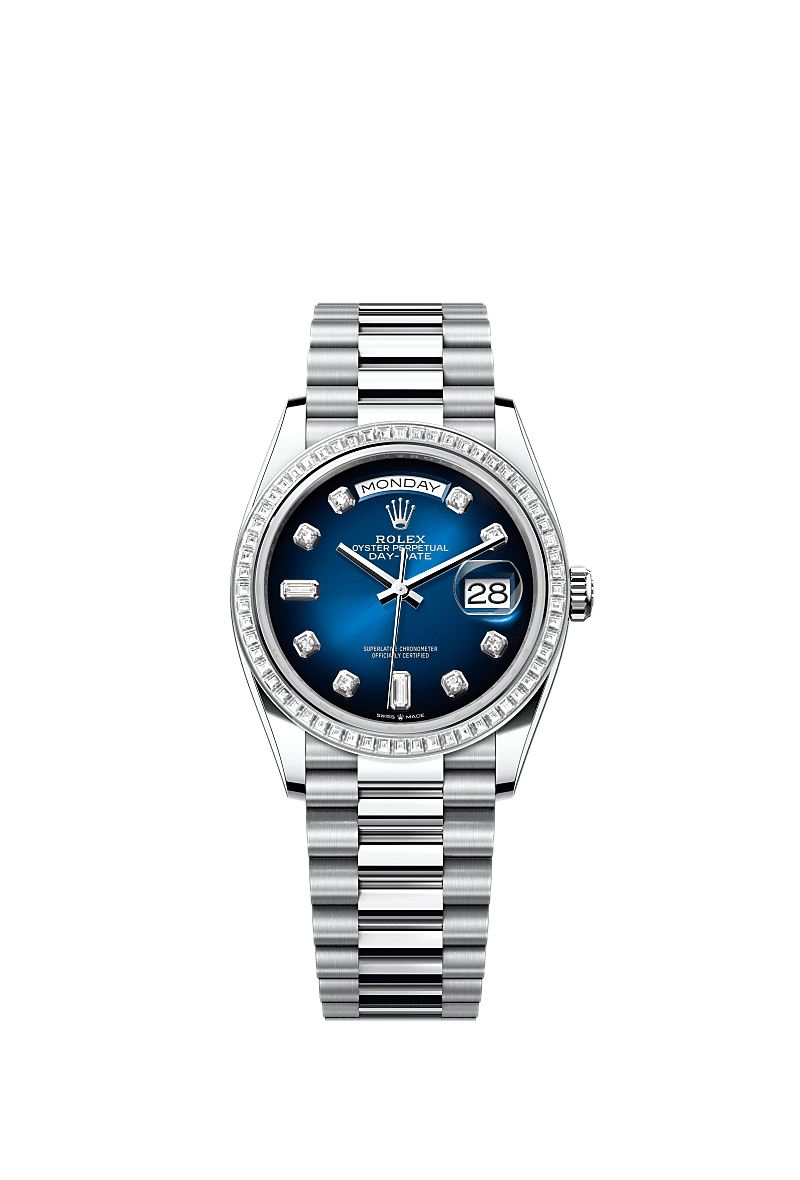 Rolex Platinum Day-Date - 36mm - Blue ombré Diamond Dial - President