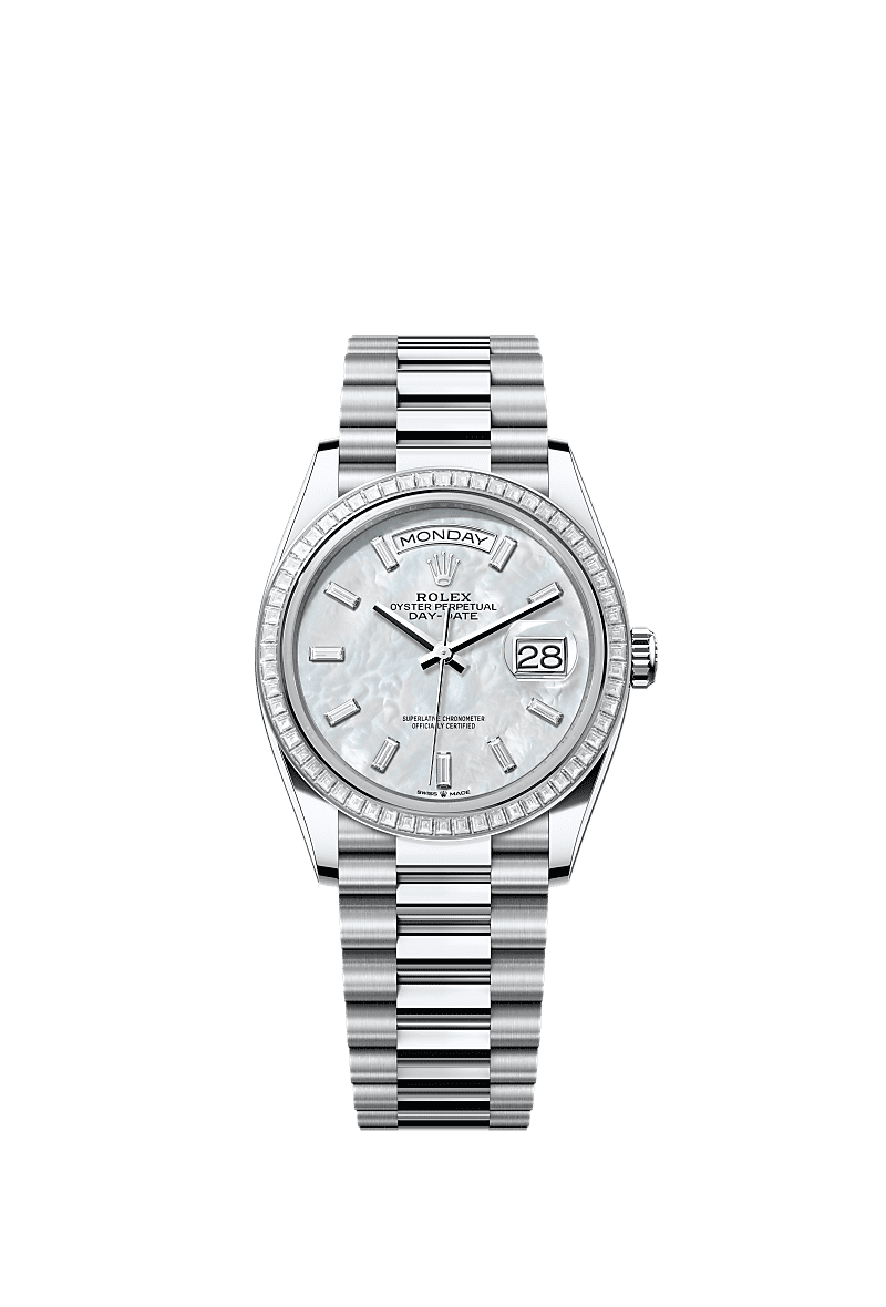 Rolex Platinum Day-Date - 36mm - White mother-of-pearl Diamond Dial - President