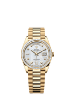 Rolex Yellow Gold Day-Date - 36mm - White mother-of-pearl Diamond Dial - President