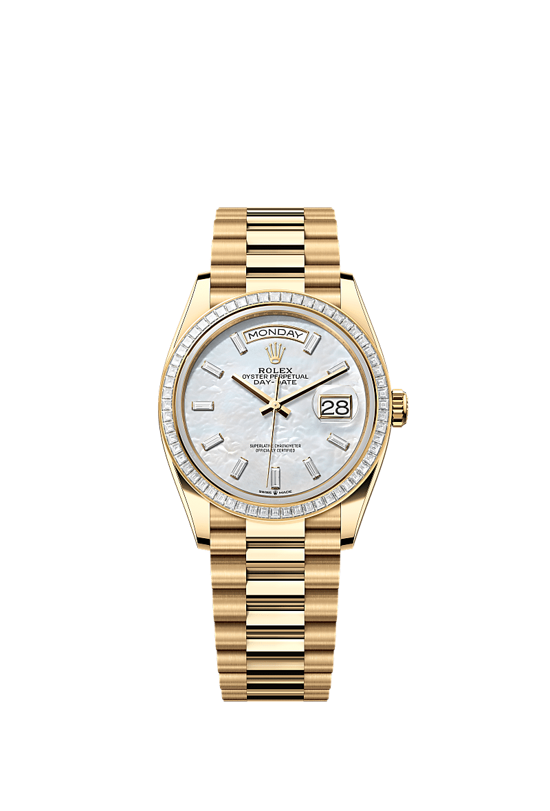Rolex Yellow Gold Day-Date - 36mm - White mother-of-pearl Diamond Dial - President