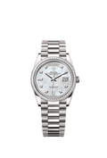 Rolex White Gold Day-Date - 36mm - White mother-of-pearl Diamond Dial - President