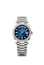 Rolex White Gold Day-Date - 36mm - Blue ombré Diamond Dial - President