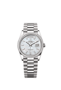 Rolex White Gold Day-Date - 36mm - White mother-of-pearl Diamond Dial - President