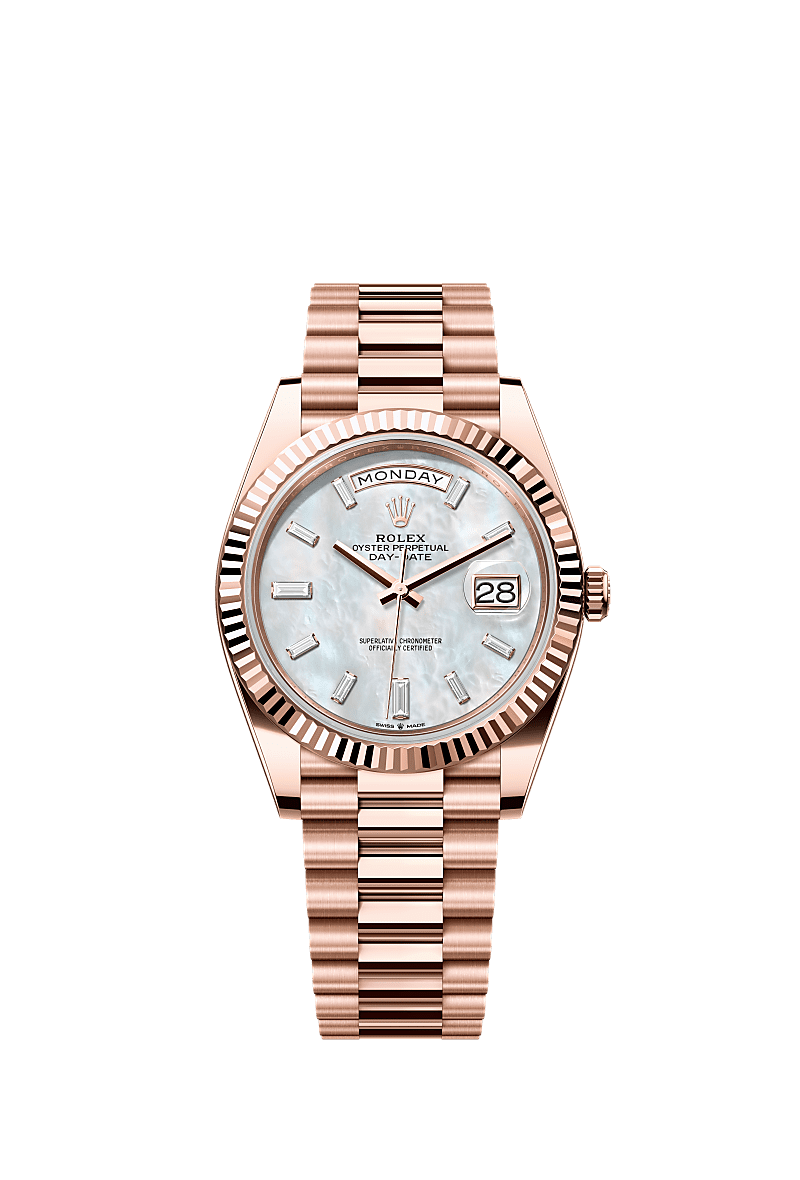 Rolex Rose Gold Day-Date - 40mm - White mother-of-pearl Diamond Dial - President
