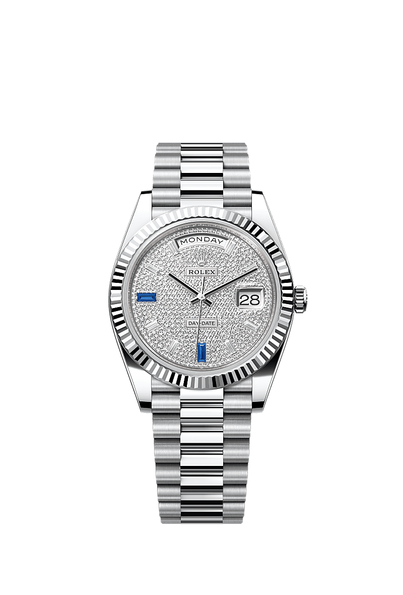 Rolex Platinum Day-Date - 40mm - Paved with diamonds and sapphires - President