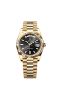 Rolex Yellow Gold Day-Date - 40mm - Bright black Diamond Dial - President