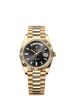 Rolex Yellow Gold Day-Date - 40mm - Bright black Diamond Dial - President