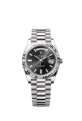 Rolex White Gold Day-Date - 40mm - Bright black Diamond Dial - President