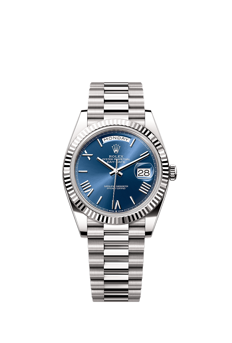 Rolex White Gold Day-Date - 40mm - Bright blue - President