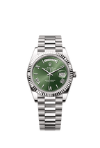 Rolex White Gold Day-Date - 40mm - Olive green - President