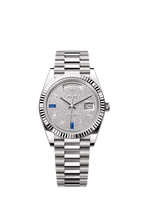 Rolex White Gold Day-Date - 40mm - Paved with diamonds and sapphires - President