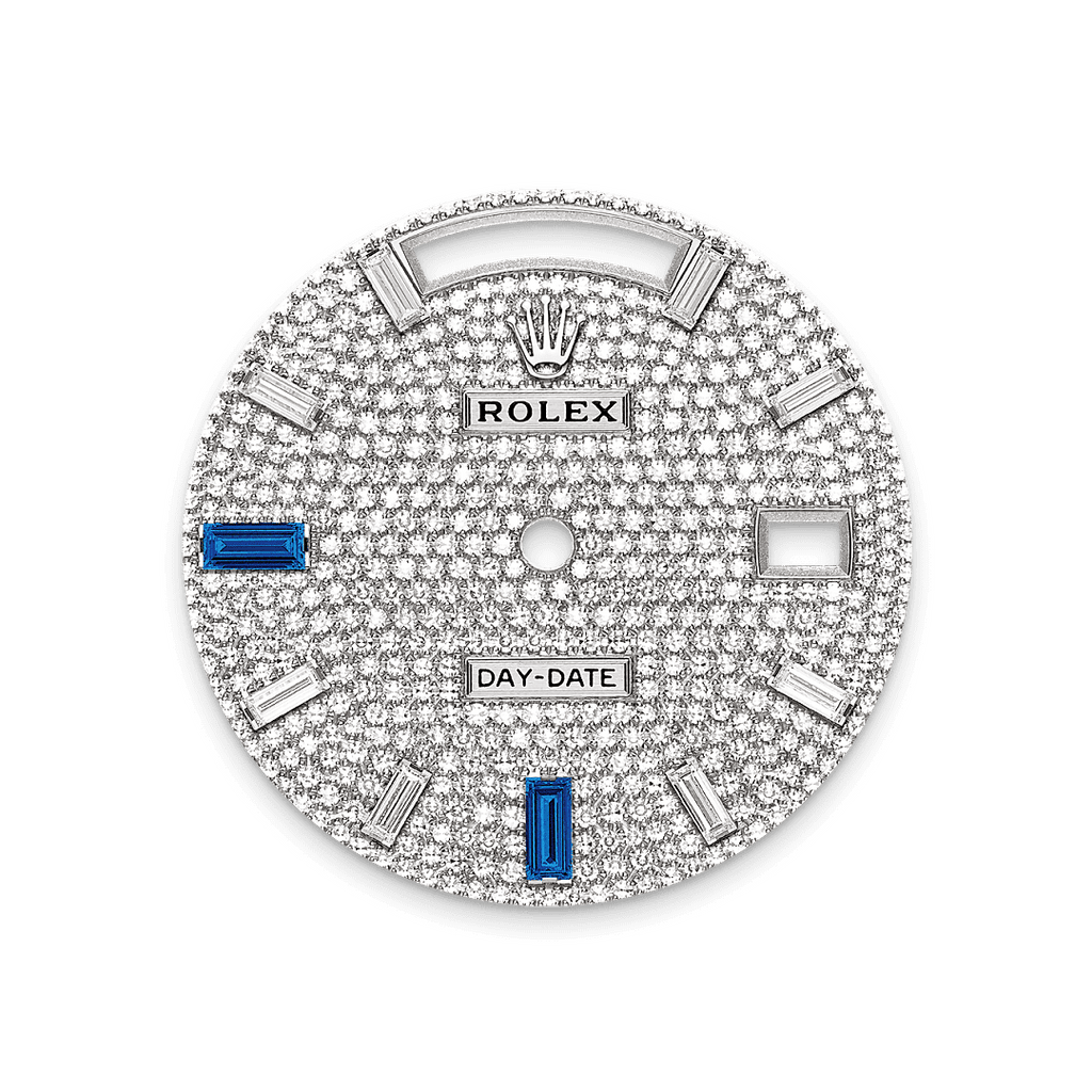 Rolex White Gold Day-Date - 40mm - Paved with diamonds and sapphires - President